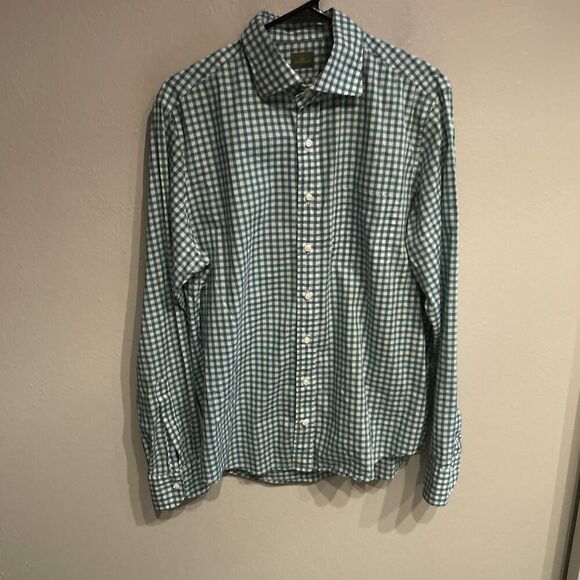 Sid Mashburn Mens Medium Green Plaid Long Sleeve Button Up Shirt - Picture 1 of 7